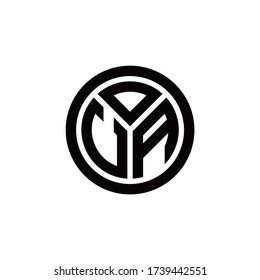 UA monogram logo with circle outline design template isolated on white background
