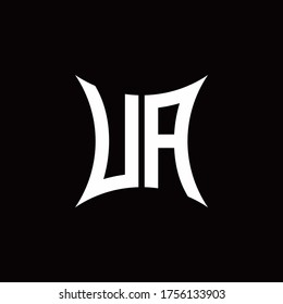 UA monogram logo with sharped shape design template isolated on black background