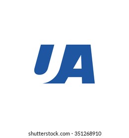 UA negative space letter logo blue