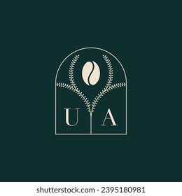 UA Unique and simple logo design combination of letters and coffee bean