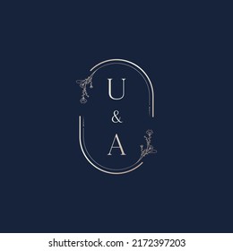 Letras iniciales del logo de la boda UA en un diseño profesional de alta calidad que se imprimirán en cualquier medio impreso