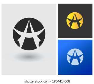 UA A YY AH initial based Logo Design in Gradient Colors. Creative Modern Fashion Company logo. Luxury Vehicle Shape with Letters Vector Icon Logo idea Illustration.