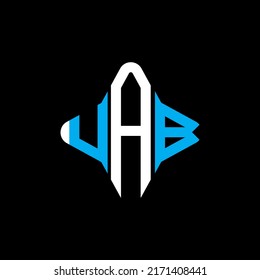 Diseño creativo del logotipo de la letra UAB con gráfico vectorial