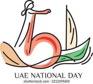 UAE 51th National Day Celebration . its a doodle drawing of an Arabic boy and a boat, its look like a 51.