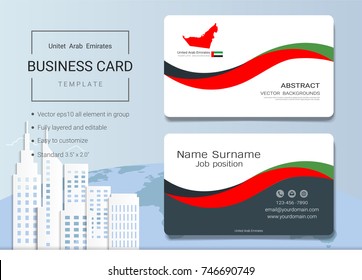 UAE Abstract business name card design template, Emirates banner for Independence Day and other events, Vector illustration, It's fully layered and editable, Easy to customize it to fit your needs.