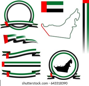 VAE Banner Set. Vektorgrafik-Flaggen, Bänder und Banner der Vereinigten Arabischen Emirate.