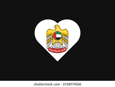 UAE coat of arms in the outline of the heart