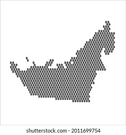 UAE country map made with bitcoin crypto currency logo