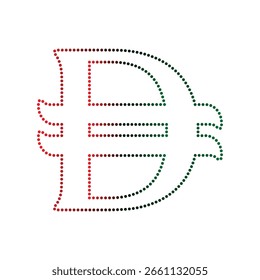 UAE Dirham Dotted Symbol. United Arab emirates currency sign 