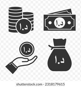 UAE Dirham icons set money icon vector image on transparent background (PNG).