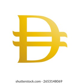 Der Dirham der VAE ist die Währungseinheit der Vereinigten Arabischen Emirate. Goldenes Währungssymbol. Vektorgrafik