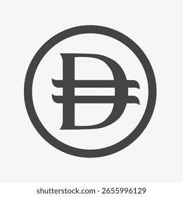 UAE Dirham Symbol in circle . Financial design, currency exchange visuals, fintech and banking icon. Vector 
