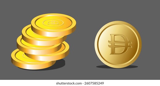 UAE Dirham symbol vector illustration, Dirham Currency sign, dirham symbol new, UAE new currency sign, dirham-coins, gold coins with UAE currency logo, United Arab Emirates Dirham Logo isolated.