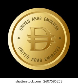 UAE Dirham symbol vector illustration, Dirham Currency sign, dirham symbol new, UAE new currency sign, dirham-coins, gold coins with UAE currency logo, United Arab Emirates Dirham Logo isolated.