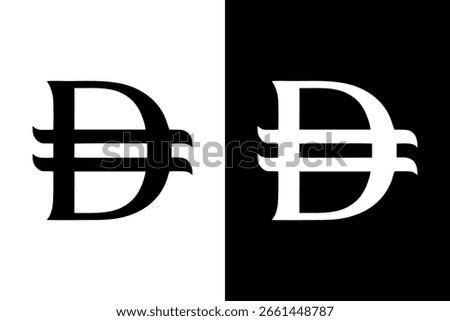 UAE Dirham symbol vector illustration, Dirham Currency sign, UAE new currency sign, dirham-coins, gold coins with UAE currency logo, United Arab Emirates Dirham Logo isolated black and white.