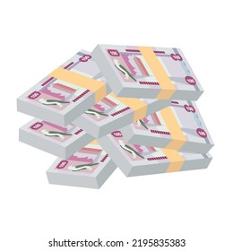 UAE Dirham Vector Illustration. United Arab Emirates money set bundle banknotes. Paper money 100 AED. Flat style. Isolated on white background. Simple minimal design.