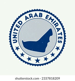 UAE emblem. Country round stamp with shape of UAE, isolines and round text. Beautiful badge. Radiant vector illustration.