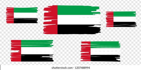 UAE Flag with colored hand drawn lines. Vector illustration
