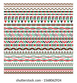 UAE Flag Colour Border frame, Pattern Brush Collection, Vector Illustration