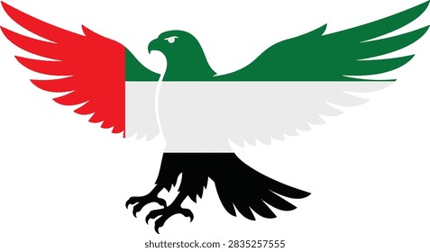 UAE flag falcon silhouette eagle vector illustration