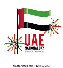 uae flag with firewords to celebrate national day