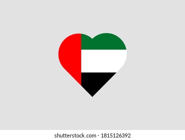 UAE flag in heart outline. Black-red-yellow vector illustration