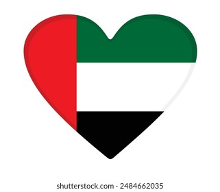  Bandera de los Emiratos Árabes Unidos en forma de corazón. Vector