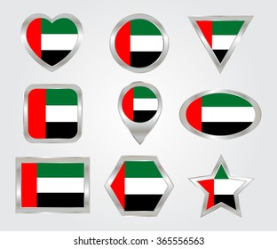 UAE flag icon set.United Arab Emirates flag vector illustration.