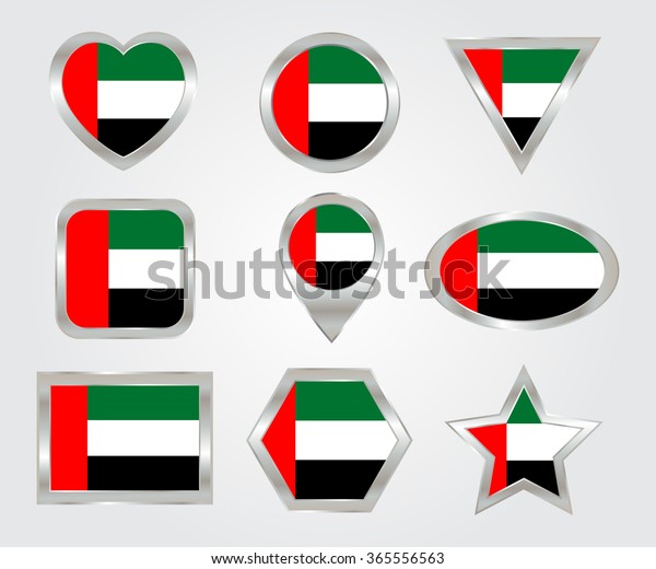 Uae Flag Icon Setunited Arab Emirates Stock Vector (Royalty Free ...