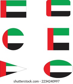 Iconos de marca de los Emiratos Árabes Unidos Vector Indicador de país profesional Iconos de la bandera de los países definidos con formas