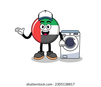 UAE flag illustration as a laundry man , character design