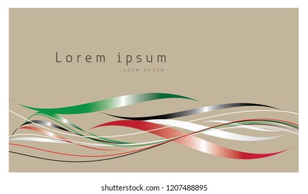 UAE Flag in lines style, Abstract Background Flag, UAE flag day, UAE National day
