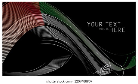 UAE Flag in lines style, Abstract Background Flag, UAE flag day, UAE National day
