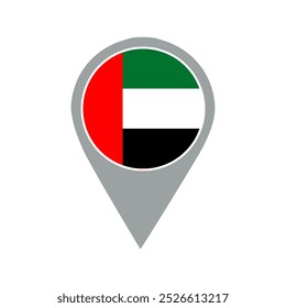 UAE flag location pin, flag application, Flag on Location Pin, graphic design, map pointer, vector illustration.