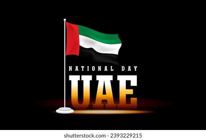 UAE flag, National Day design for poster, UAE National Day design vector illustration, isolated fireworks with flying UAE flag. December 2nd celebrate UAE national day, SPIRIT OF THE UNION