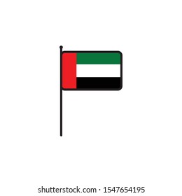 UAE flag on white background, vector illustration.