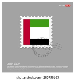 UAE Flag Postage Stamp on white background. Vector illustration.