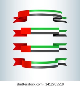 UAE flag Ribbons banners ribbon icon national flag of United Arab Emirates UAE For card banner on holiday theme National Day and Independence Day UAE celebration National background Vector ribbon set