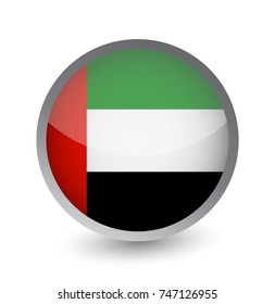 UAE Flag Round Glossy Icon. Vector illustration.