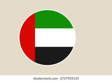 UAE flag round vector icon isolated on a simple background, a national symbol for patriotic travel themes..