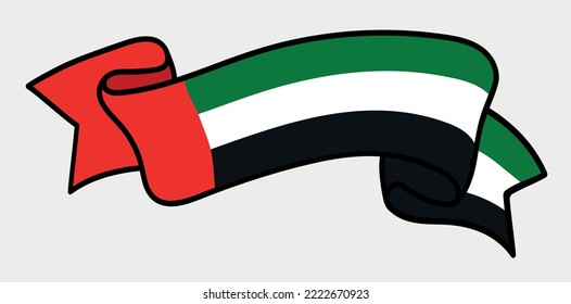 UAE flag symbol.Ribbon with flag of UAE.