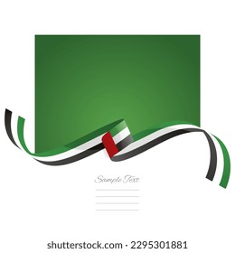 Vector de bandera de los EAU. Banderas y cintas del mundo. Banda de la bandera de los Emiratos Árabes Unidos sobre fondo de color abstracto