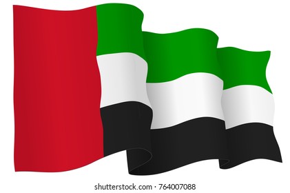 UAE flag waving isolated on white in vector format.