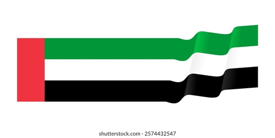 UAE flag waving style. United Arab Emirates national flag. Banner and border design element. 