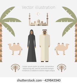 UAE flat icons. United Arab Emirates poster