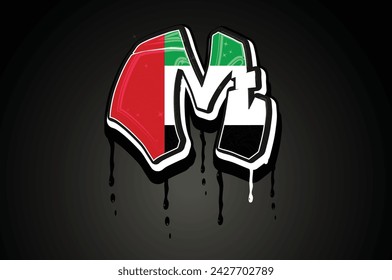 UAE Hand Lettering Graffiti Dripping vector template