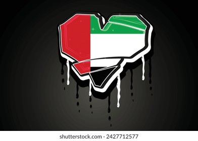 UAE Hand O heart Lettering Graffiti Dripping vector template
