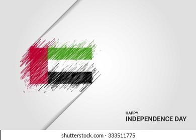 UAE Happy independence day scribble flag. Hand drawn Country flag on Gray crumbled paper. vintage background wallpaper vector illustration.