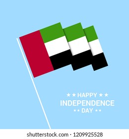UAE Independence day typographic design with flag vector
