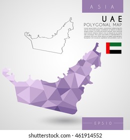 UAE : Low Poly Map : Vector Illustration